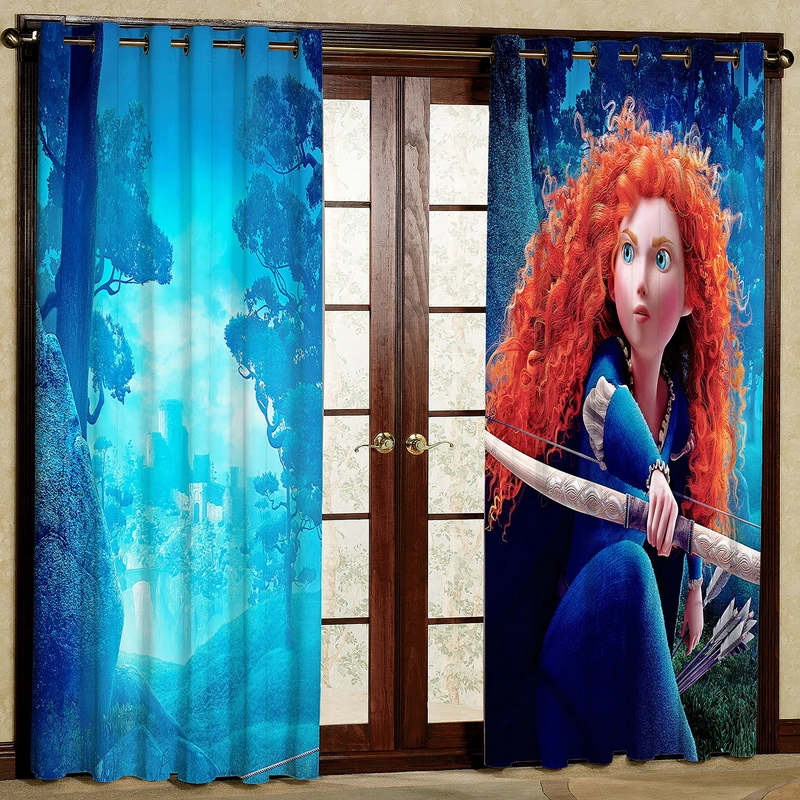 پرده مدل کارتونی مخمل پانچی کد 1154R سایز 140x280 سانتی متر