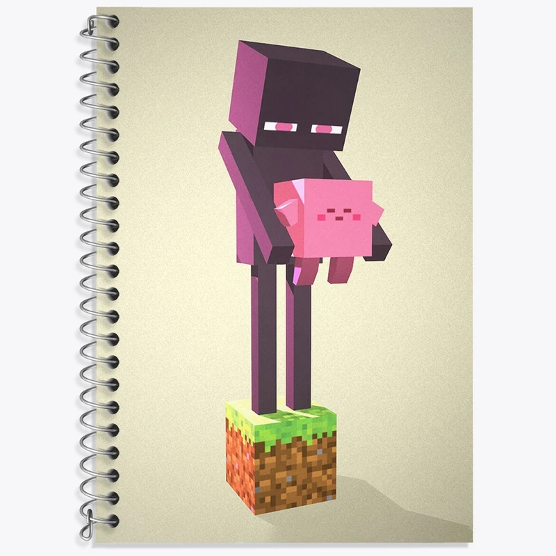 دفتر زبان 50 برگ خندالو مدل سه خط طرح بازی ماینکرافت (Minecraft) کد 37000