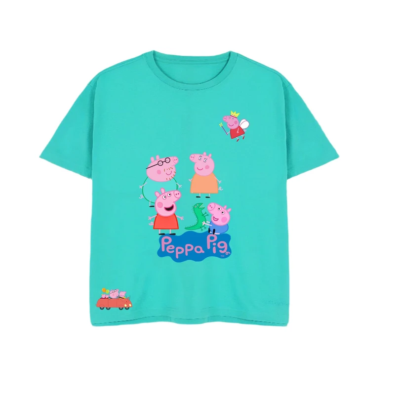 تی‌شرت آستین کوتاه یقه گرد بچگانه مدل پپاپیگ کد 21