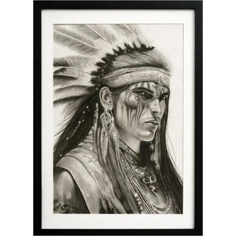 تابلو نقاشی پرتره سیاه‌قلم به سبک رئال  مدل NP001