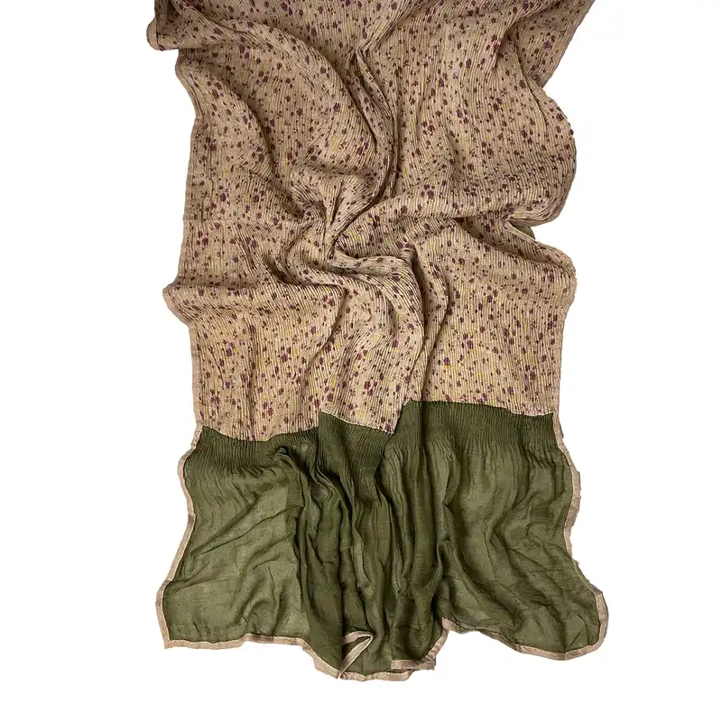 شال زنانه مدل نخی پلیسه شکوفه ریز حاشیه دامنی ساده