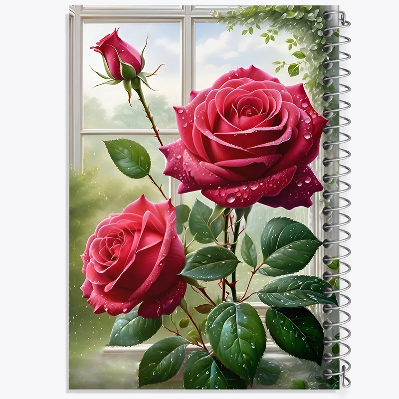 دفتر مشق 50 برگ خندالو طرح گل رز کد F6772