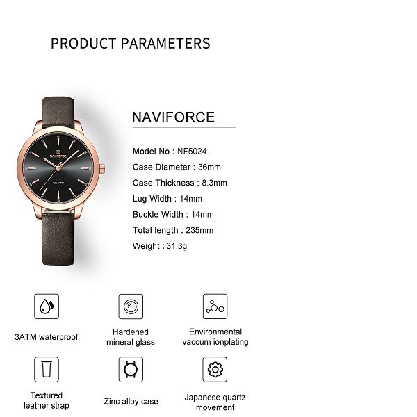 ساعت مچی عقربه ای زنانه نیوی فورس مدل 5024BK -  - 6