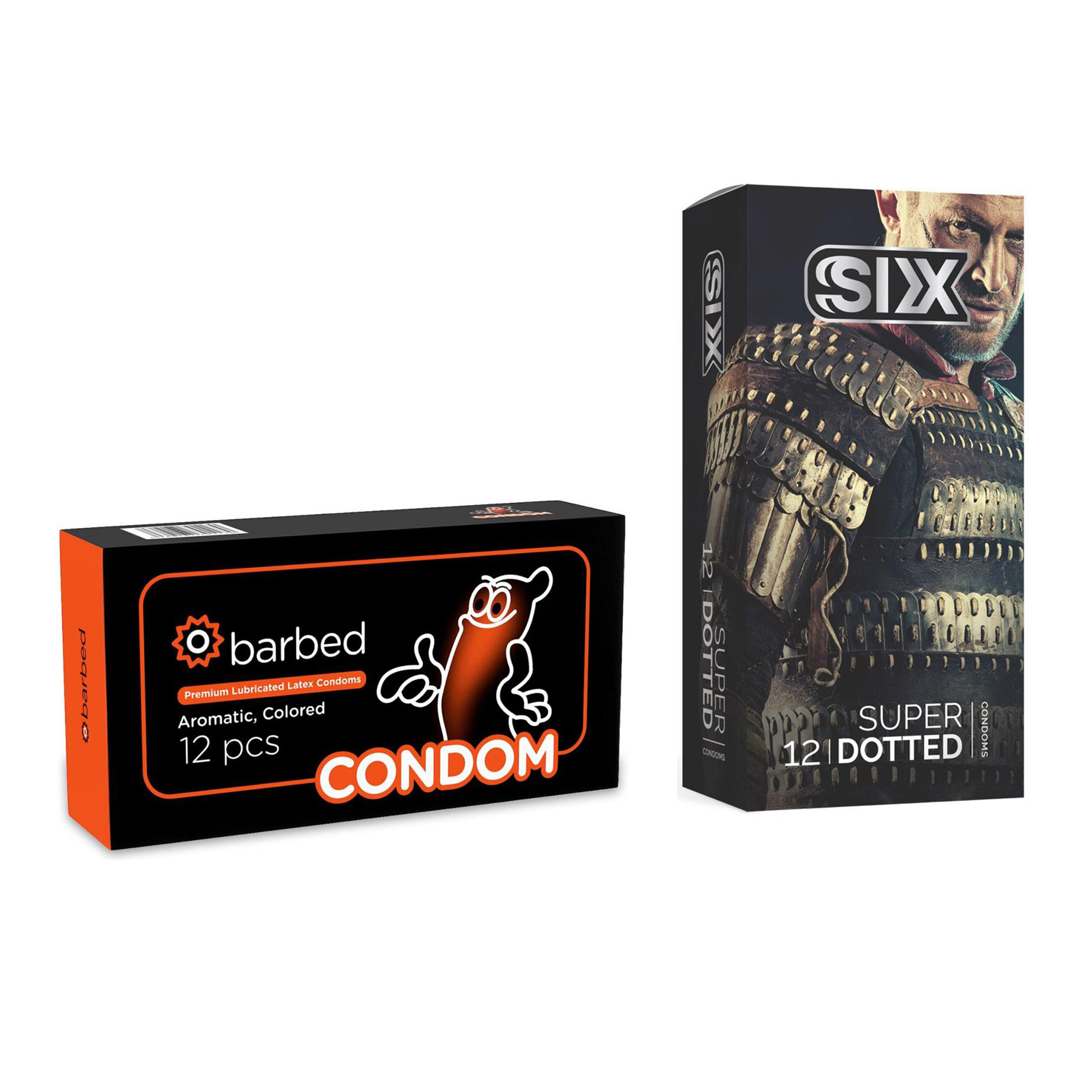 کاندوم سیکس مدل Super Dotted بسته 12 عددی به همراه کاندوم کاندوم مدل Barbed بسته 12 عددی