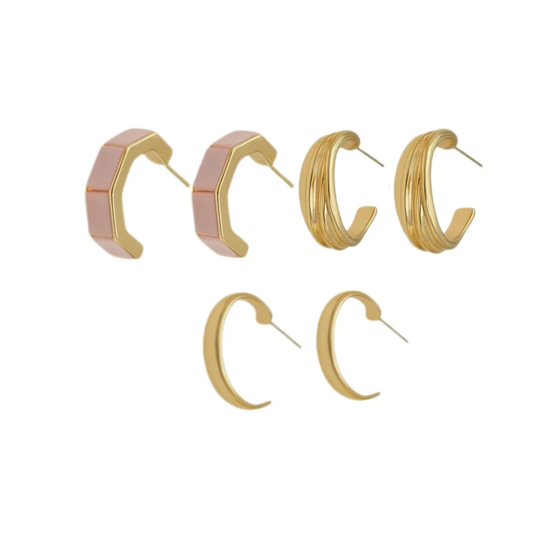 گوشواره میخی زنانه مدل کلاسیک مجموعه سه عددی