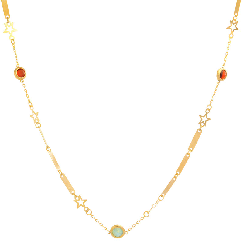 گردنبند طلا 18 عیار زنانه با زنجیر حلقه‌ای (فلامینگو) طلای مستجابی مدل مارکو ستاره کد 1433