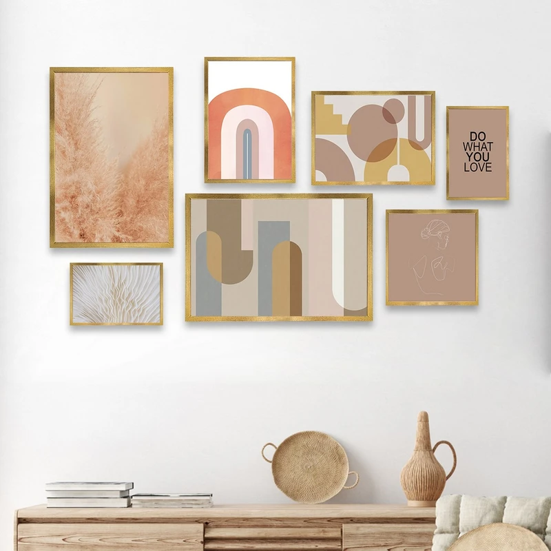 تابلو بکلیت طرح نقاشی مدرن مدل شاین اکلیلی BE-825 مجموعه 7 عددی