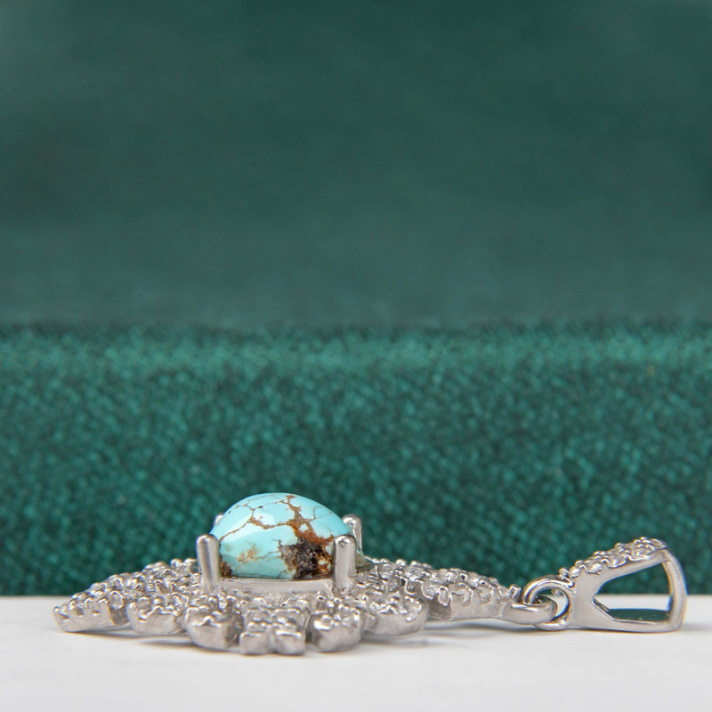 آویز گردنبند نقره زنانه مدل فیروزه نیشابور آبکاری رادیوم کد PKR_375 آویز گردنبند نقره زنانه مدل فیروزه نیشابور آبکاری رادیوم کد PKR_375