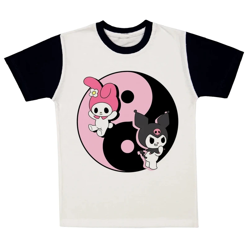 تی شرت آستین کوتاه دخترانه مدل یین یانگ کد A73