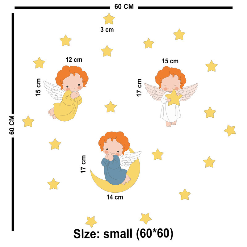 استیکر چوبی کودک باروچین مدل فرشته های کوچولو کد 1322 مجموعه 21 عددی