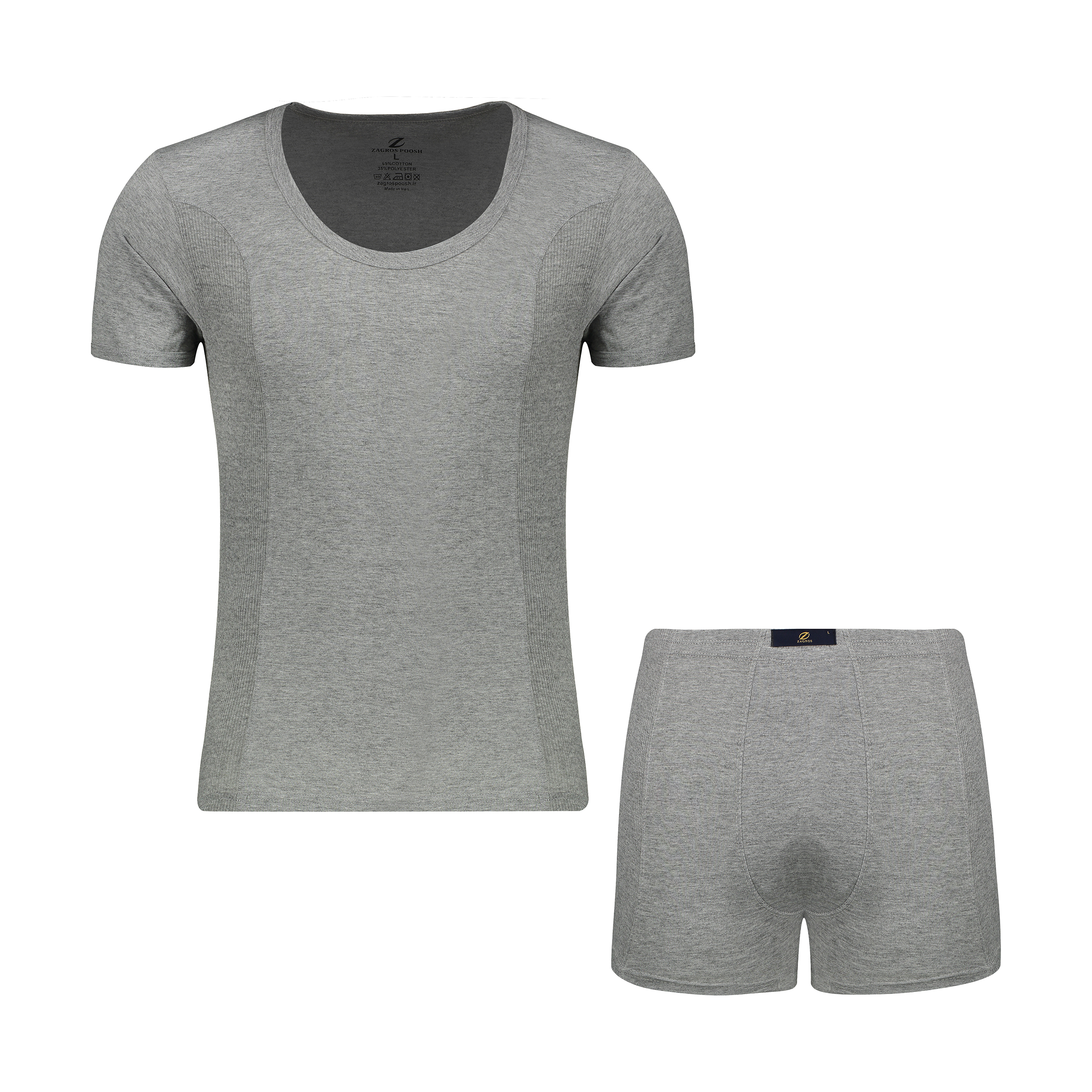 ست شورت و زیرپوش مردانه زاگرس پوش مدل 102-GRAY