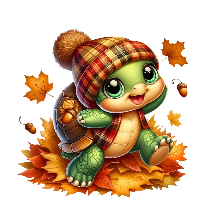 استیکر پارچه و لباس پاد آفرین مدل پاییز طرح لاک پشت کد S2868