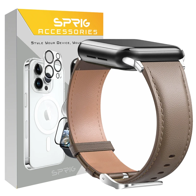 بند اسپریگ مدل Leather GIN مناسب برای اپل واچ Series 7 Aluminum 45mm / Series 8 Aluminum 45mm / Series 9 Aluminum 45mm