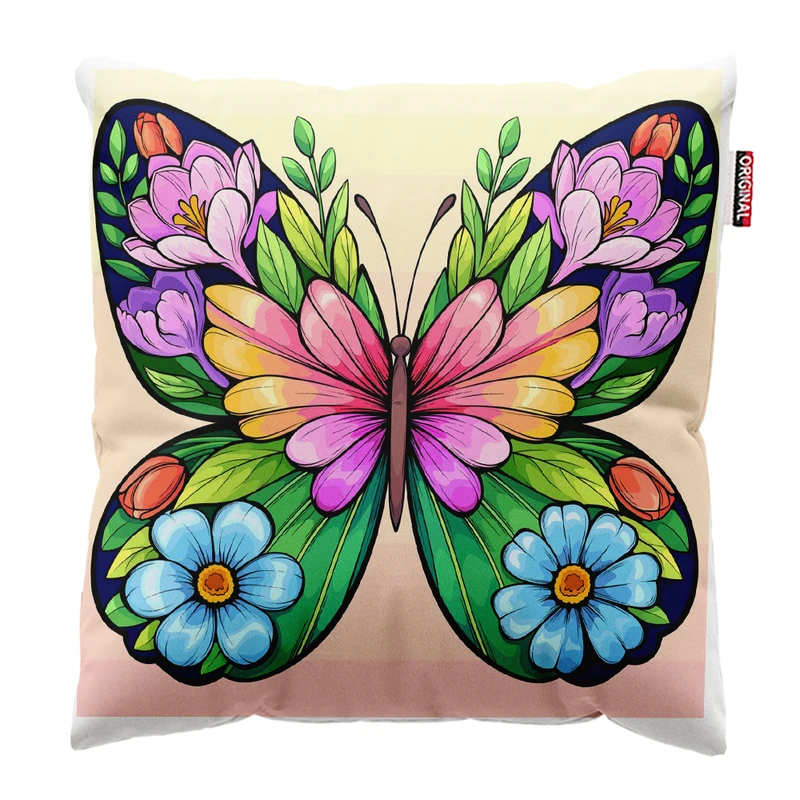 کوسن پاد آفرین مدل پروانه گل کد k92 سایز 30×30 سانتی‌متر