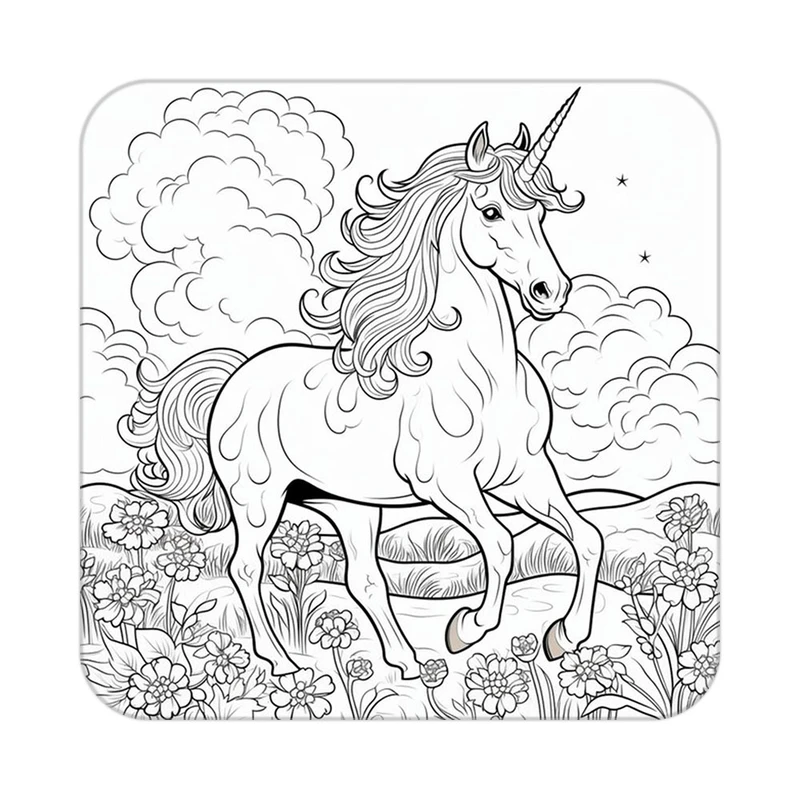 زیر لیوانی کاکتی طرح اسب تک شاخ و یونیکورن مدل mp33361