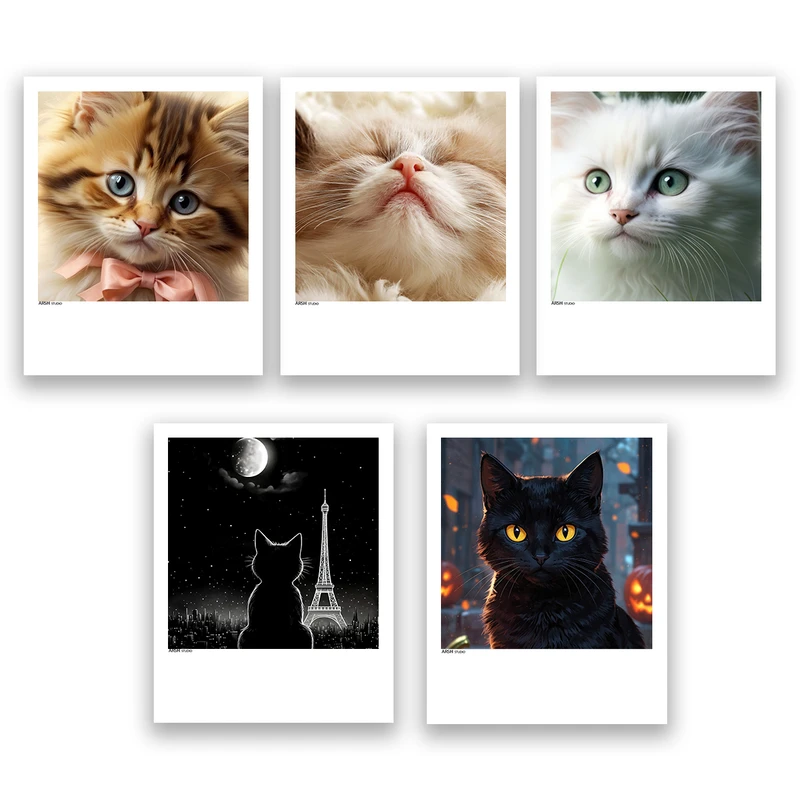 آویز تزیینی عرش مدل فانتزی گربه کد Asa1159 مجموعه پنج عددی