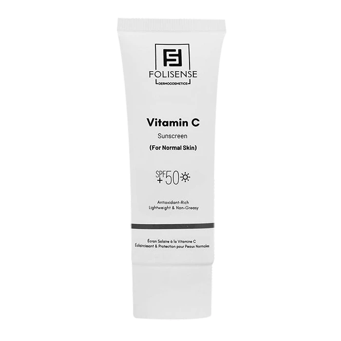 کرم ضد آفتاب بی‌رنگ صورت فولیسنس SPF 50 مدل Vitamin C ‌محافظ در برابر UVA/UVB مناسب برای انواع پوست حجم 40 میلی‌لیتر