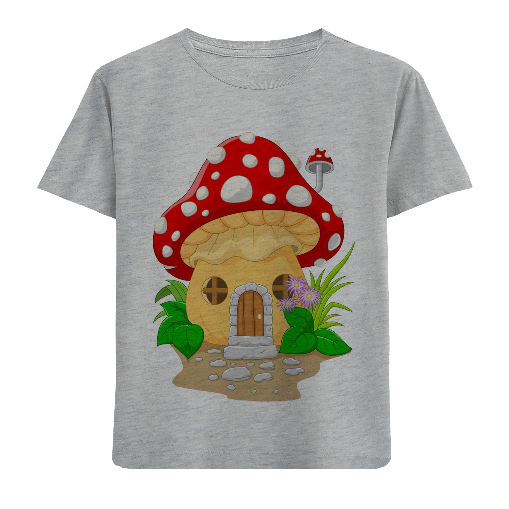 تی شرت آستین کوتاه دخترانه مدل خونه قارچی F574
