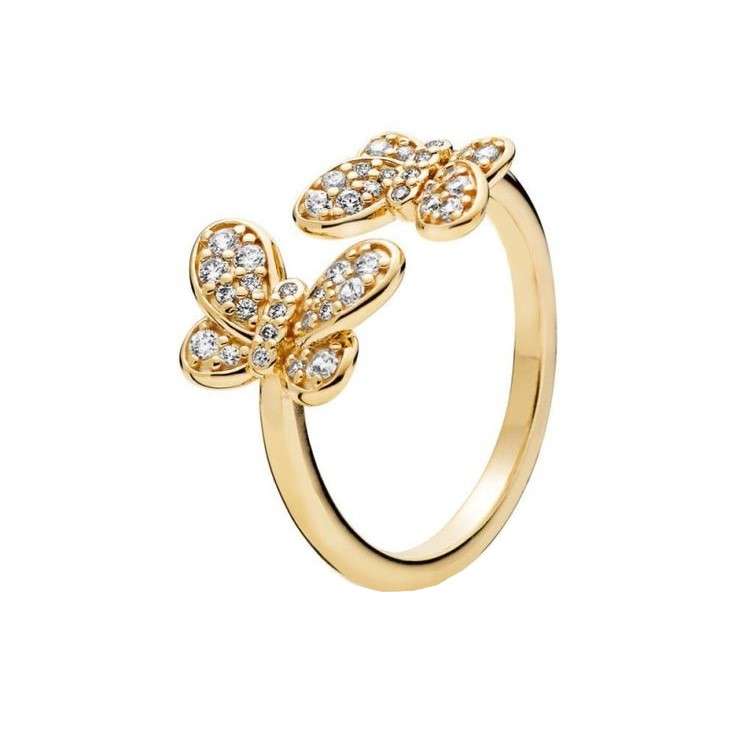 انگشتر طلا 18 عیار زنانه قیراط طرح پروانه کد GH3607