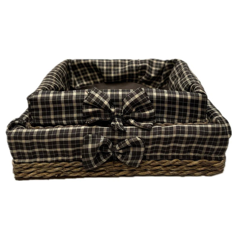 سبد نان و سبزی مدل حصیر بافت مربع مجموعه 2 عددی