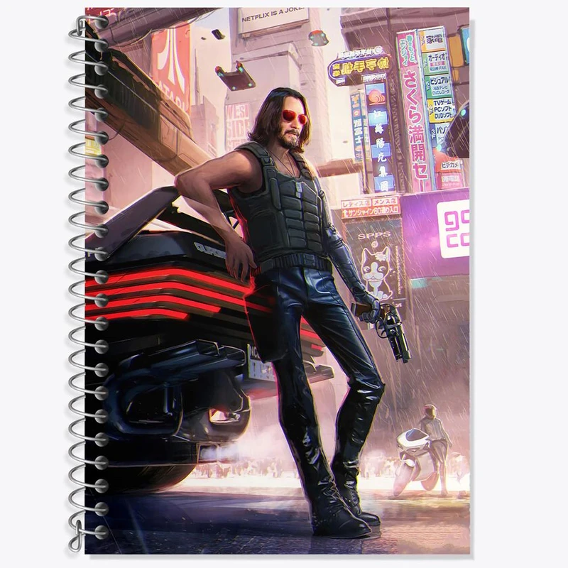 دفتر زبان 50 برگ خندالو مدل دو خط طرح جانی سایبر پانک کد 30571