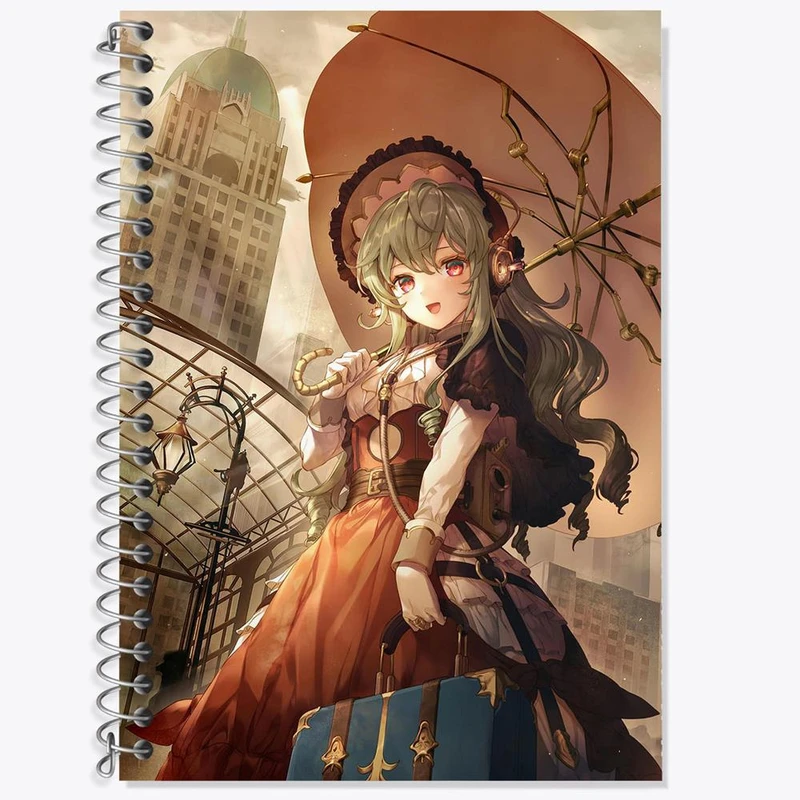 دفتر زبان 50 برگ خندالو مدل سه خط طرح دختر انیمه ای کد 18033