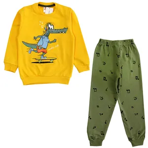 ست سویشرت و شلوار پسرانه مدل تمساح رنگ زرد