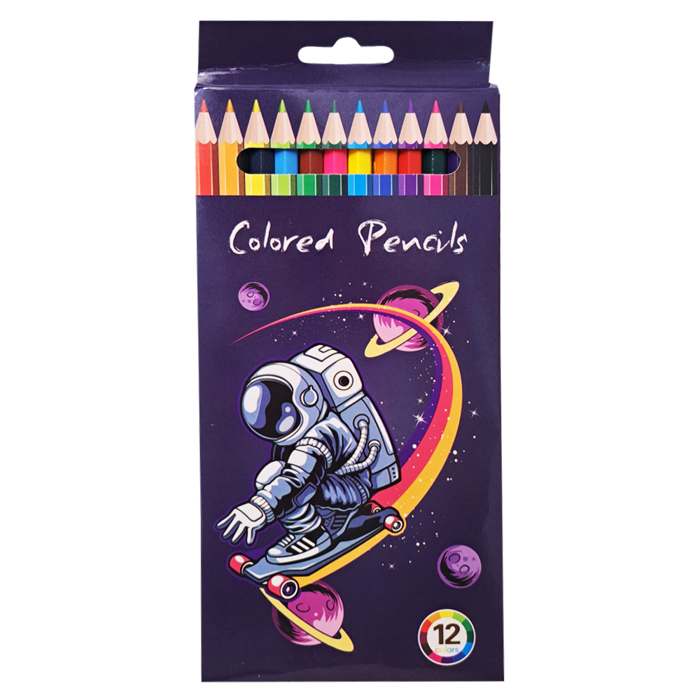 مداد رنگی 12 رنگ مدل فضانورد و کهکشان راه شیری کد 900
