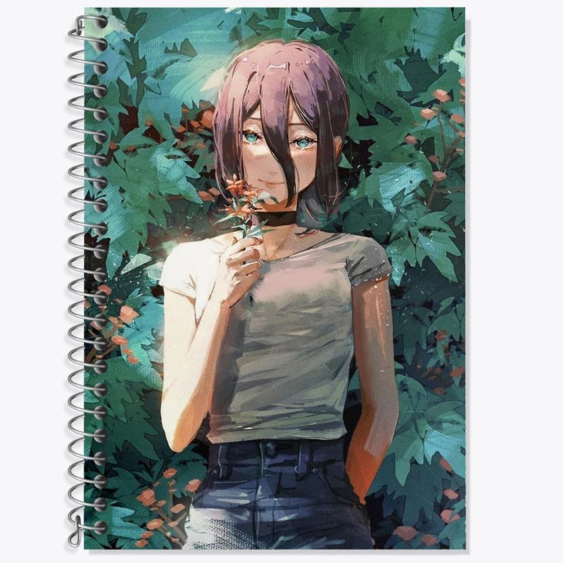 دفتر زبان 50 برگ خندالو مدل سه خط طرح ریزه انیمه مرد اره ای Chainsaw Man کد 17910