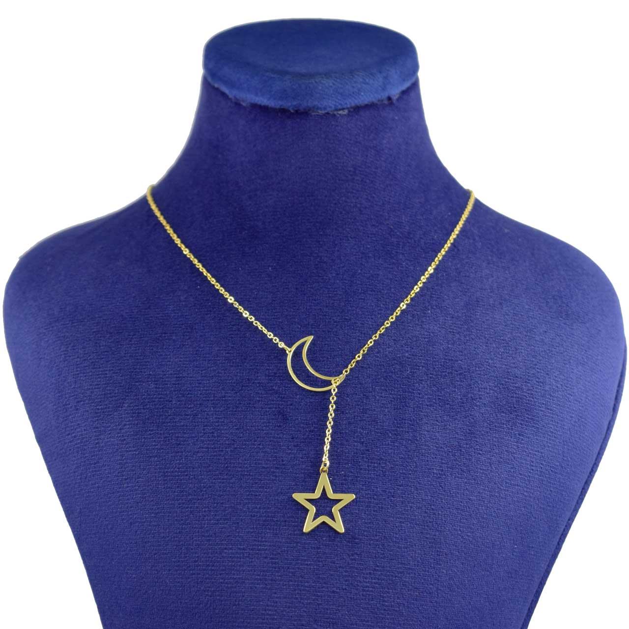 گردنبند طلا 18 عیار زنانه کانیار گالری طرح ماه و ستاره کد 18