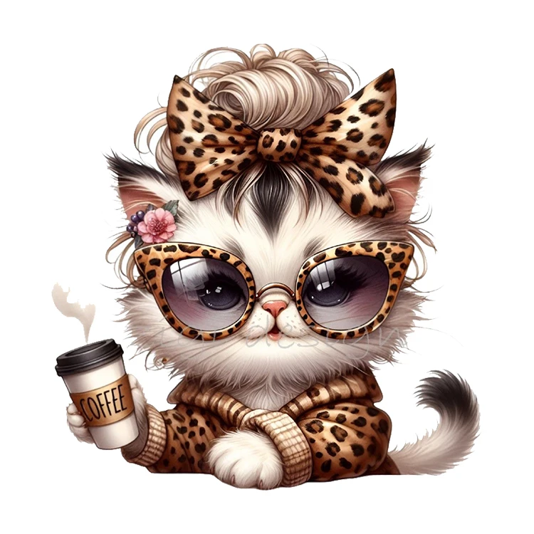 استیکر پارچه و لباس پاد آفرین مدل گربه دخترانه کد 1345