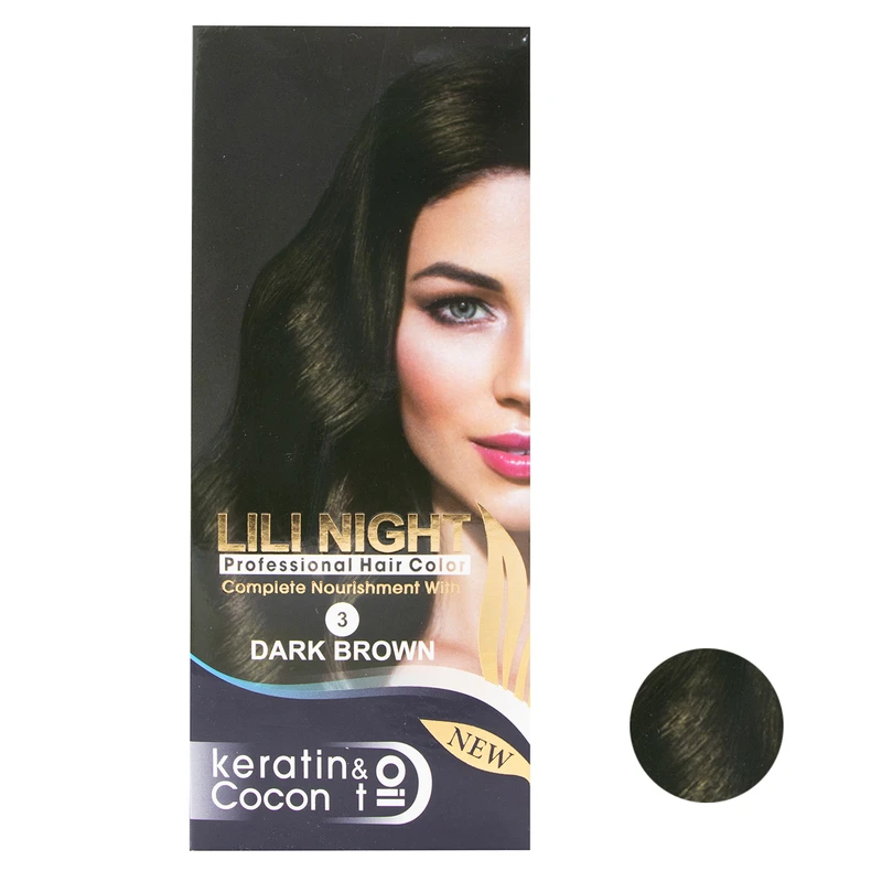 کیت رنگ مو لی لی نایت شماره 3 حجم 120 میلی لیتر رنگ قهوه ای تیره