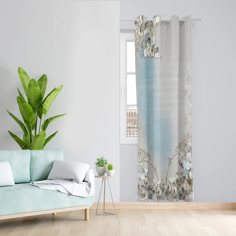 پرده طرح گل مدل مخمل پانچی کد 2599 z سایز 140x200 سانتی متر