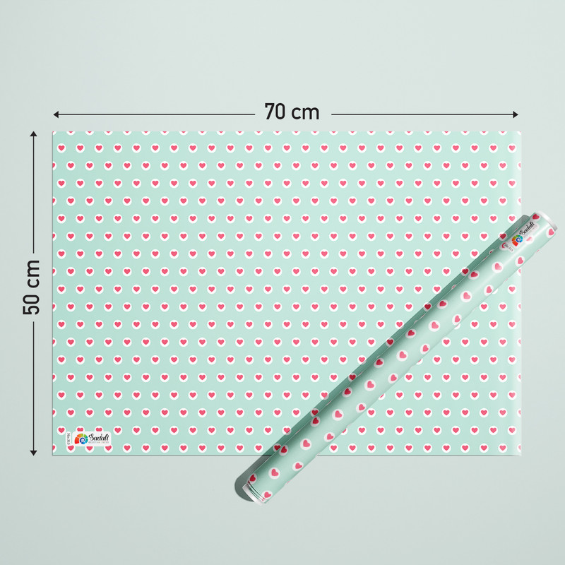 کاغذ کادو مدل صدفی طرح بارش قلب بسته 5 عددی