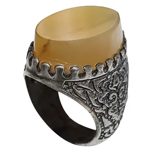 انگشتر نقره مردانه مدل عقیق کارنلیان آفریقا AK116175