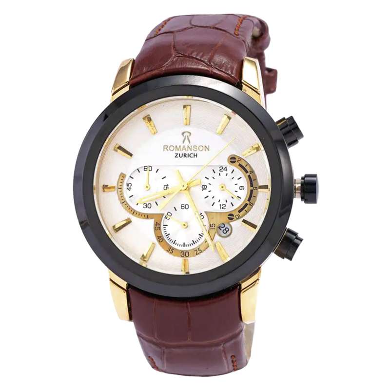 ساعت مچی عقربهای مردانه رومانسون مدل کرنوگراف بند چرمی ساعت مچی عقربهای مردانه رومانسون مدل کرنوگراف بند چرمی