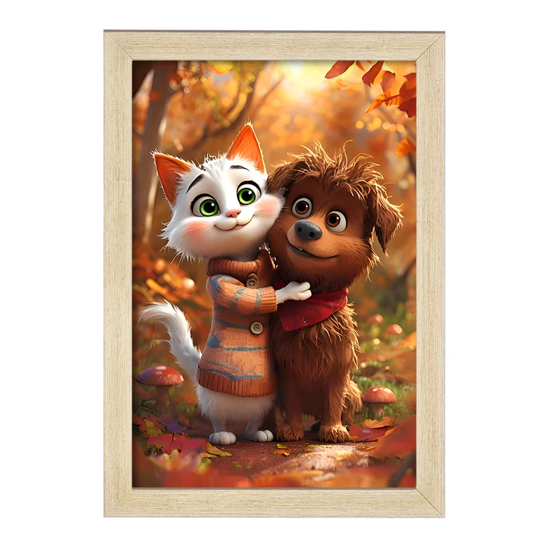 تابلو خندالو مدل گربه و سگ کد F7089