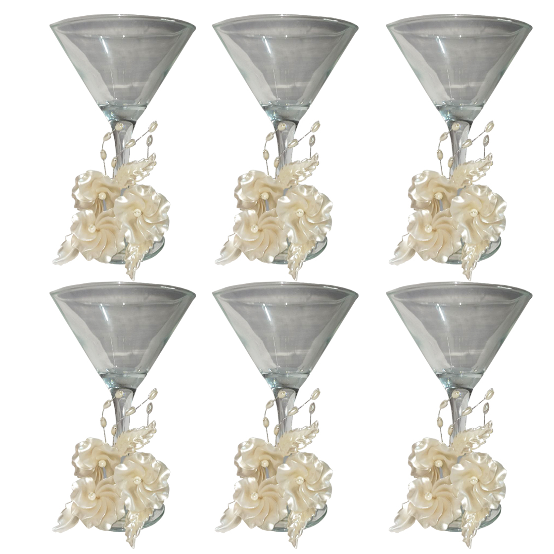 مجموعه ظروف هفت سین 6 پارچه مدل گیلاس طرح گل چیپسی کد 01