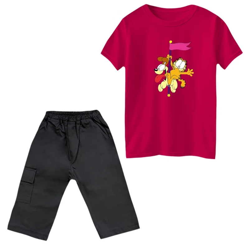 ست تی‌شرت و شلوارک پسرانه مدل گارفیلد کد 21