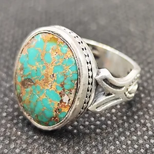 انگشتر نقره مردانه مدل سنگ فیروزه نیشابور کد 1233