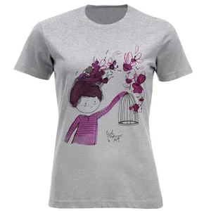 تی شرت آستین کوتاه زنانه مدل دختر و قفس کد A18