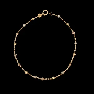 دستبند زنجیری طلا کم اجرت 18 عیار زنانه ناریا مدل گوی البرناردو M25-3