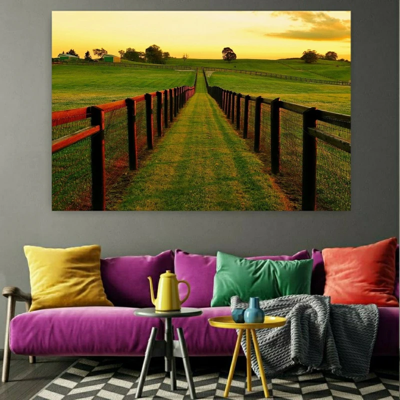 پوستر پارچه ای طرح مخمل مدل دشت چمن کد BK11102