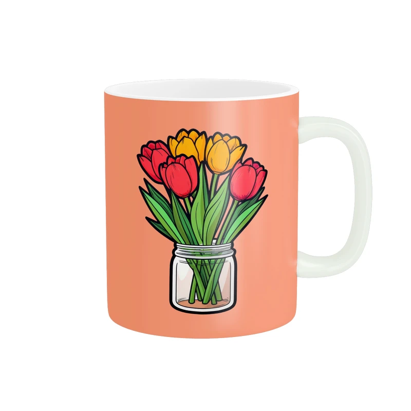 ماگ پاد آفرین مدل گل و گلدان کد DKC51