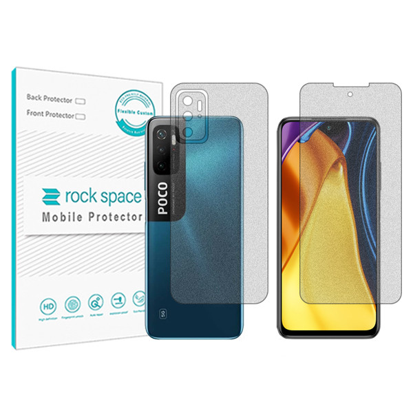محافظ صفحه نمایش مات راک اسپیس مدل HyMTT مناسب برای گوشی موبایل شیائومی Poco M3 Pro به همراه محافظ پشت 