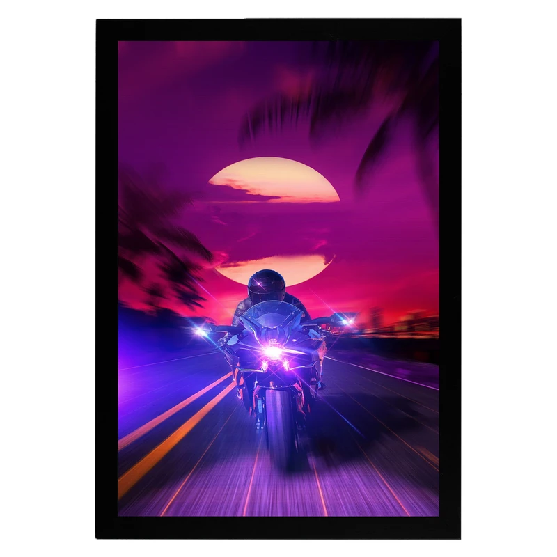 تابلو نوری بکلیت طرح موتور سنگین کاوازاکی h2r مدل B-pe130092 فریم مشکی