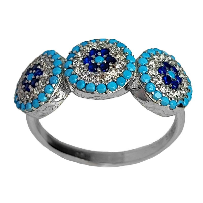 انگشتر نقره زنانه مدل حلقه چشم نظر کد RS2036