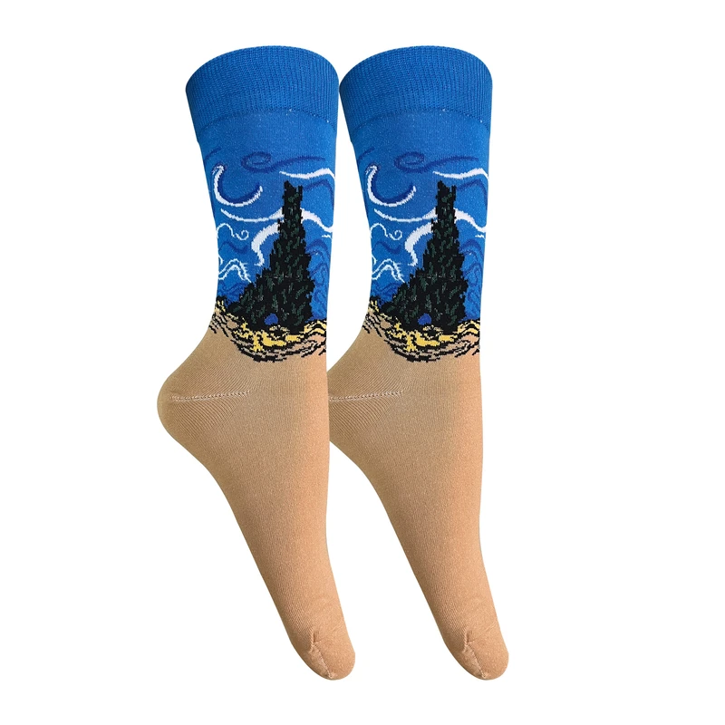 جوراب ساق بلند زنانه تن پوش هنگامه مدل پنبه شب پر ستاره