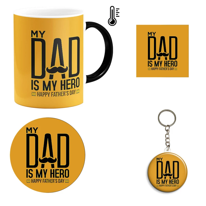 ست هدیه ماگ حرارتی طرح روز پدر کد B5 مجموعه 4 عددی