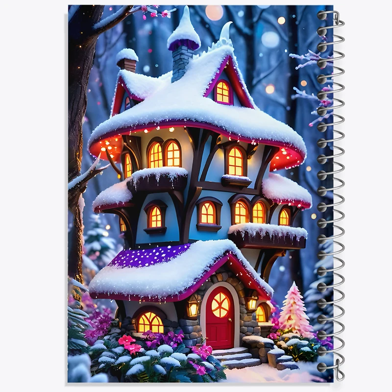 دفتر ژورنال نویسی 50 برگ خندالو مدل نقطه ای طرح خانه ی برفی بامزه کد F8407